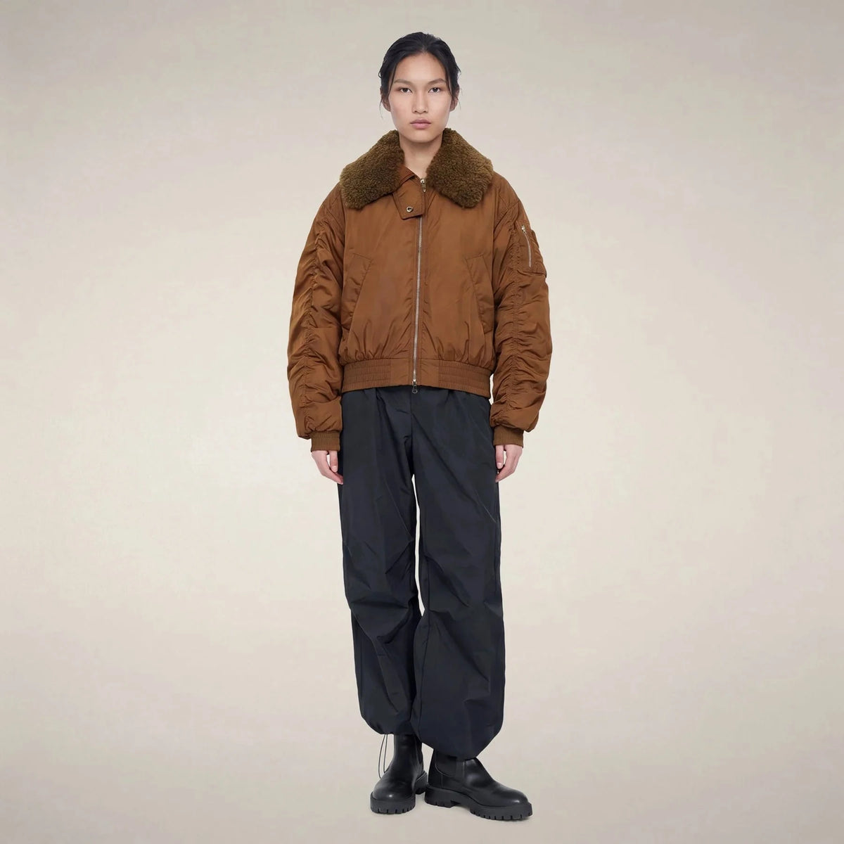 Women's Bomber Jacket Beba Noisette Brown Outerwear - Cape Save The Duck 