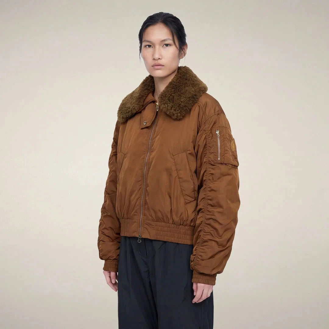 Women's Bomber Jacket Beba Noisette Brown Outerwear - Cape Save The Duck 
