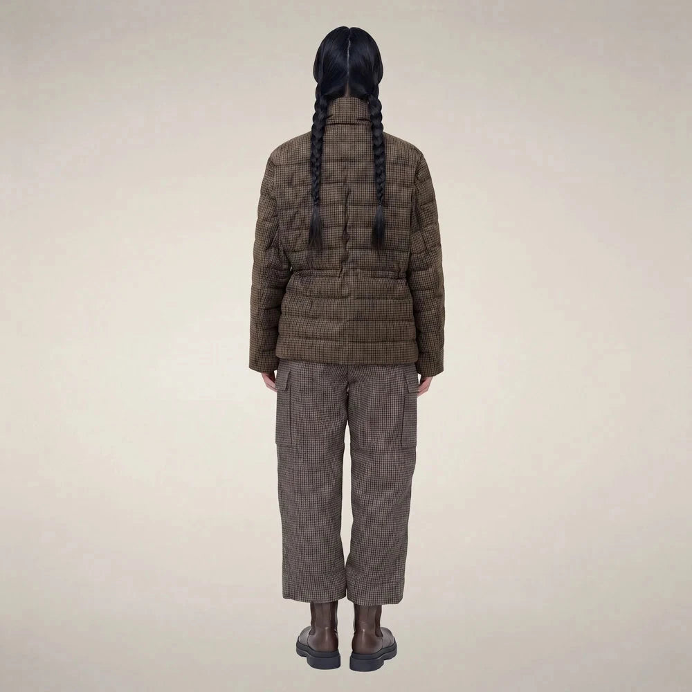 Women's Puffer Jacket Lottie Autumn Pied De Poule Outerwear - Longsleeve Save The Duck 