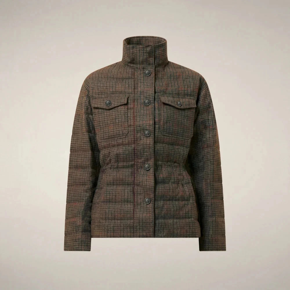 Women's Puffer Jacket Lottie Autumn Pied De Poule Outerwear - Longsleeve Save The Duck 