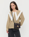 Desi Black Woven Leather Crossbody Black/Espresso Crossbody Loeffler Randall 