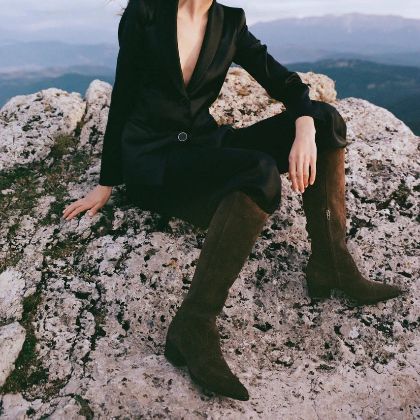 Virona H2O Boots Dark Brown Suede Knee High Boots Dolce Vita 