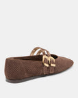 Baylee Grommet Ballet Flat Dark Brown Perforated Suede Flats - Ballet Dolce Vita 