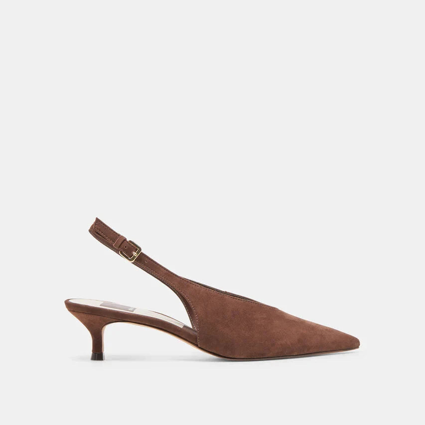 Alenna Heels Dark Brown Suede Pumps - Low Dolce Vita 