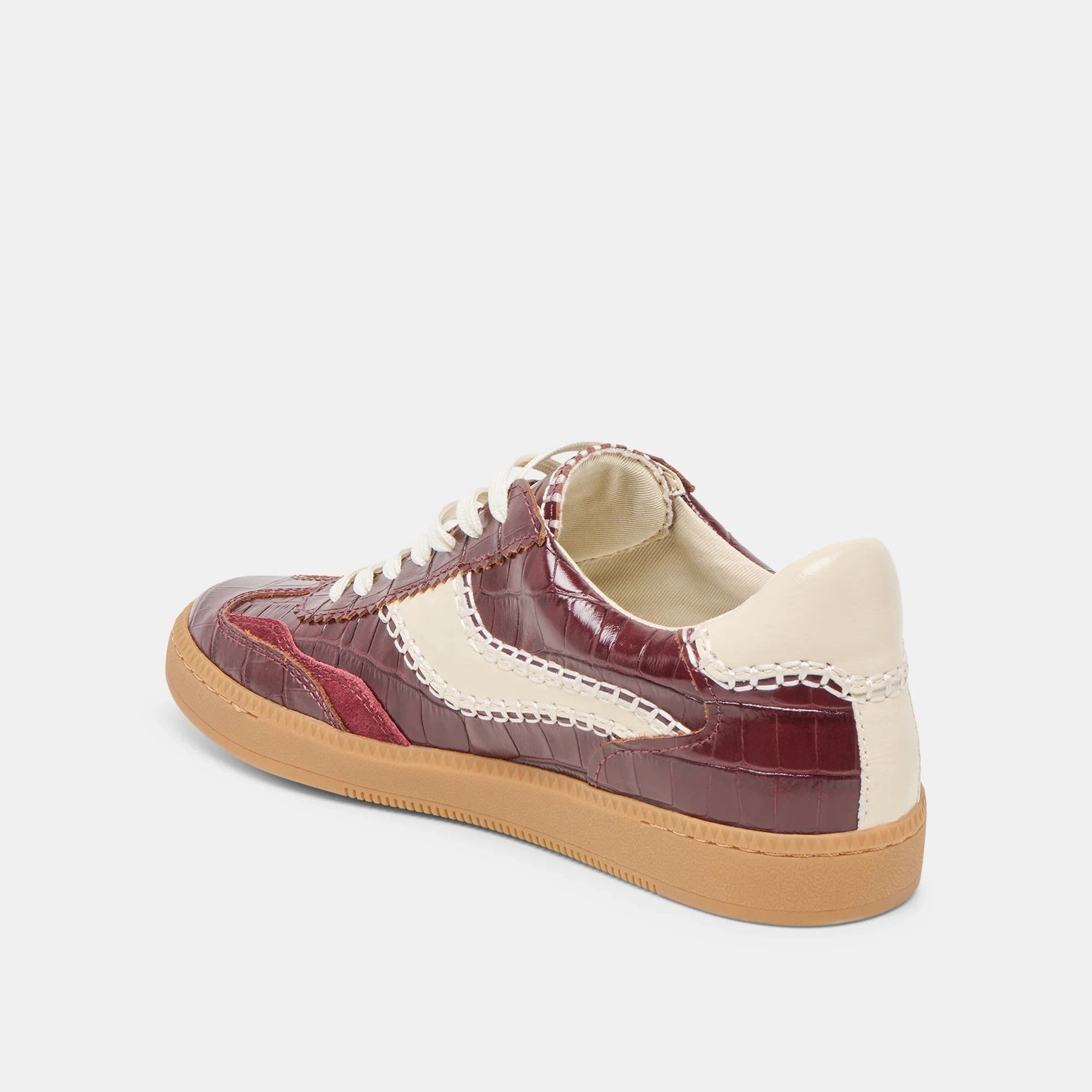 Notice Stitch Sneaker Oxblood Croco Embossed Leather Sneakers Dolce Vita 