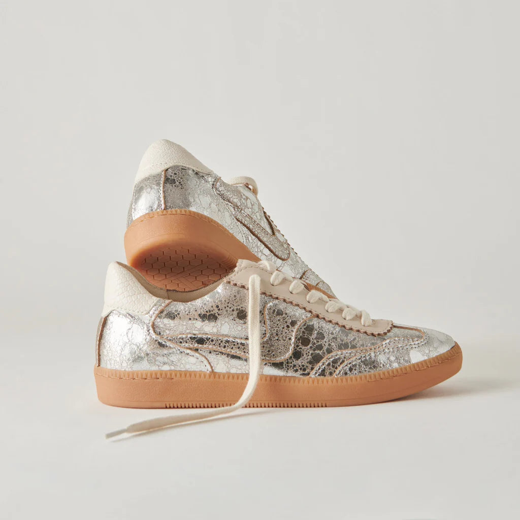 Notice Silver Distressed Leather Sneakers Dolce Vita 