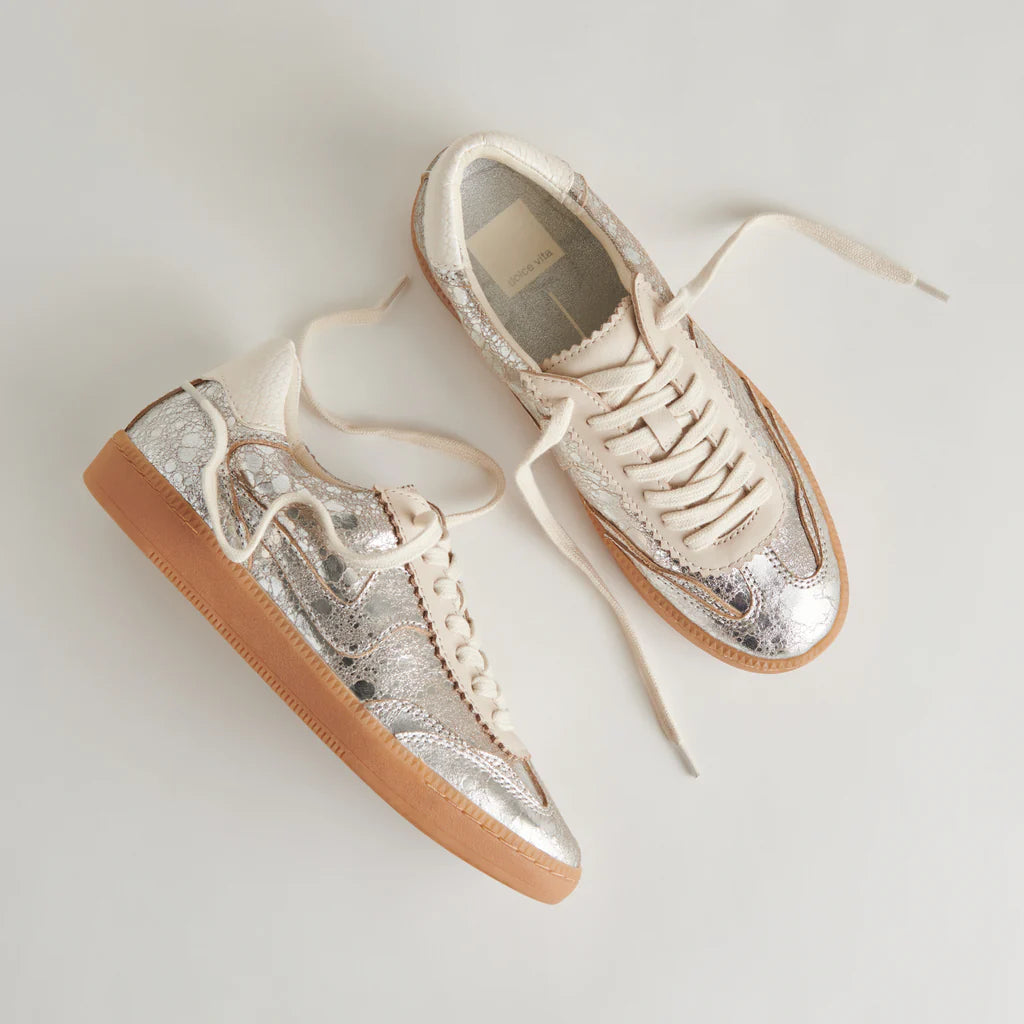 Notice Silver Distressed Leather Sneakers Dolce Vita 