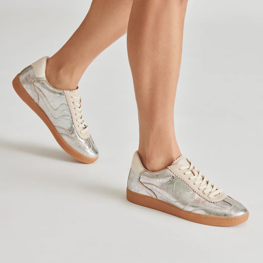 Notice Silver Distressed Leather Sneakers Dolce Vita 