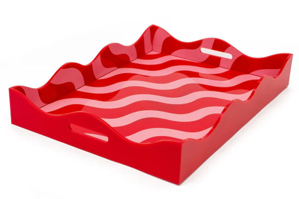 CASA C Scallop Tray Red/ Pink Home Decor - Bowls, Trays & Vases Casa Carta 