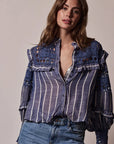 The Danielle Shirt Chambray Stripe Tops - Button Down The Shirt 