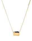 Gold necklace with a unique pendant on a white background