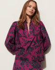 Danilia Top Ikat Floral Royal Purple Tops - Blouses Figue 