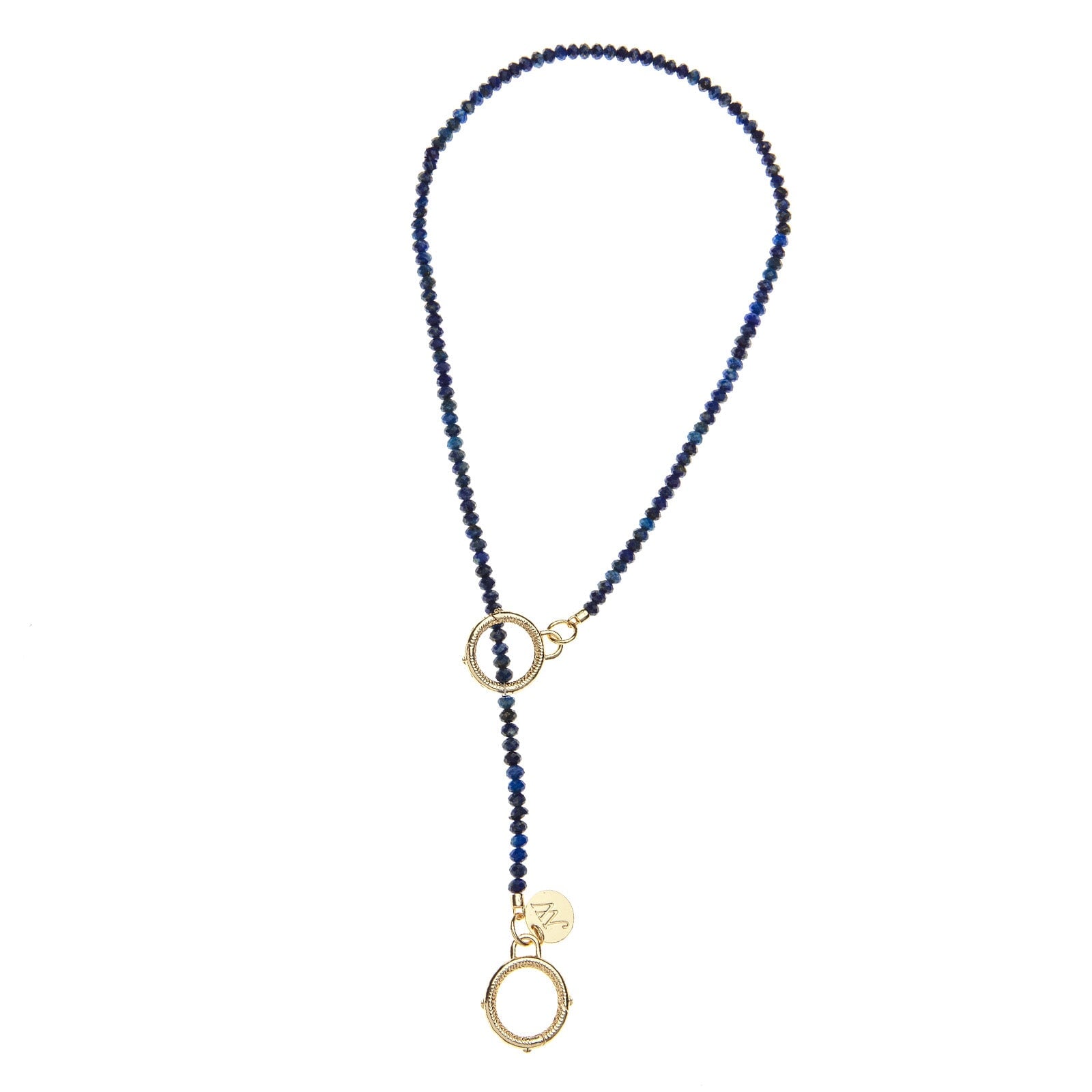 Diamond Cut Lapis Lariat Beaded Necklace Necklaces Jane Win 
