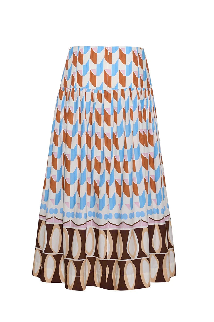 Diya Skirt Talavera Tile Ivory Skirts - Midi Cara Cara 