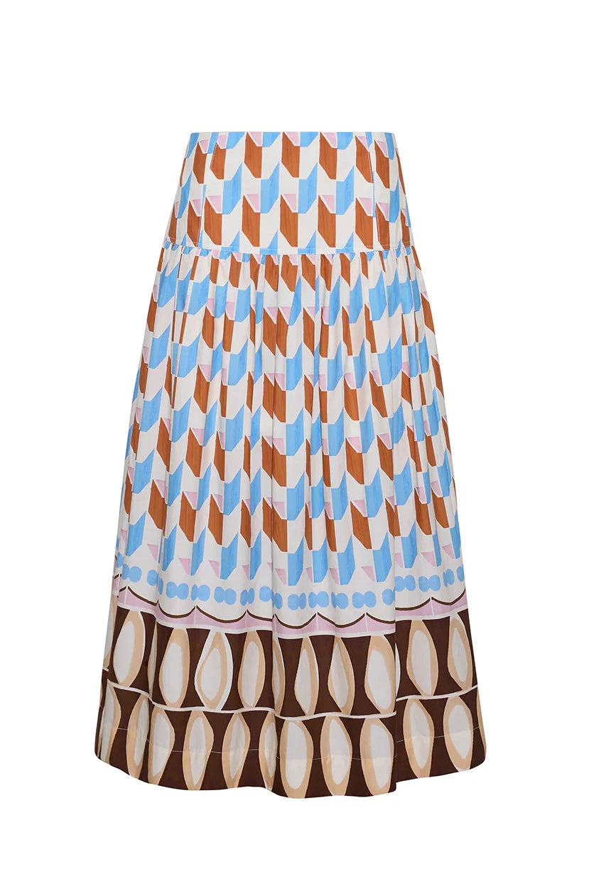 Diya Skirt Talavera Tile Ivory Skirts - Midi Cara Cara 