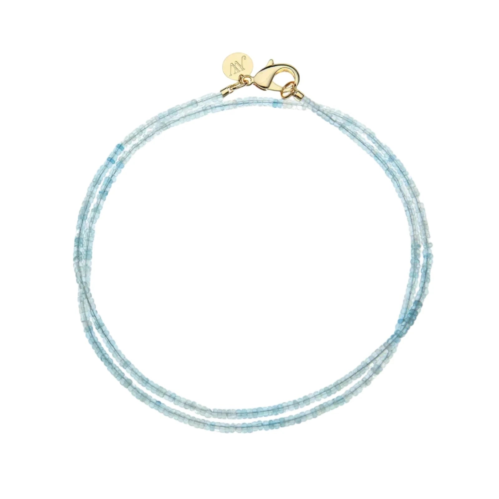 Double Wrap Diamond Cut Beaded Necklace Aquamarine Necklaces Jane Win 