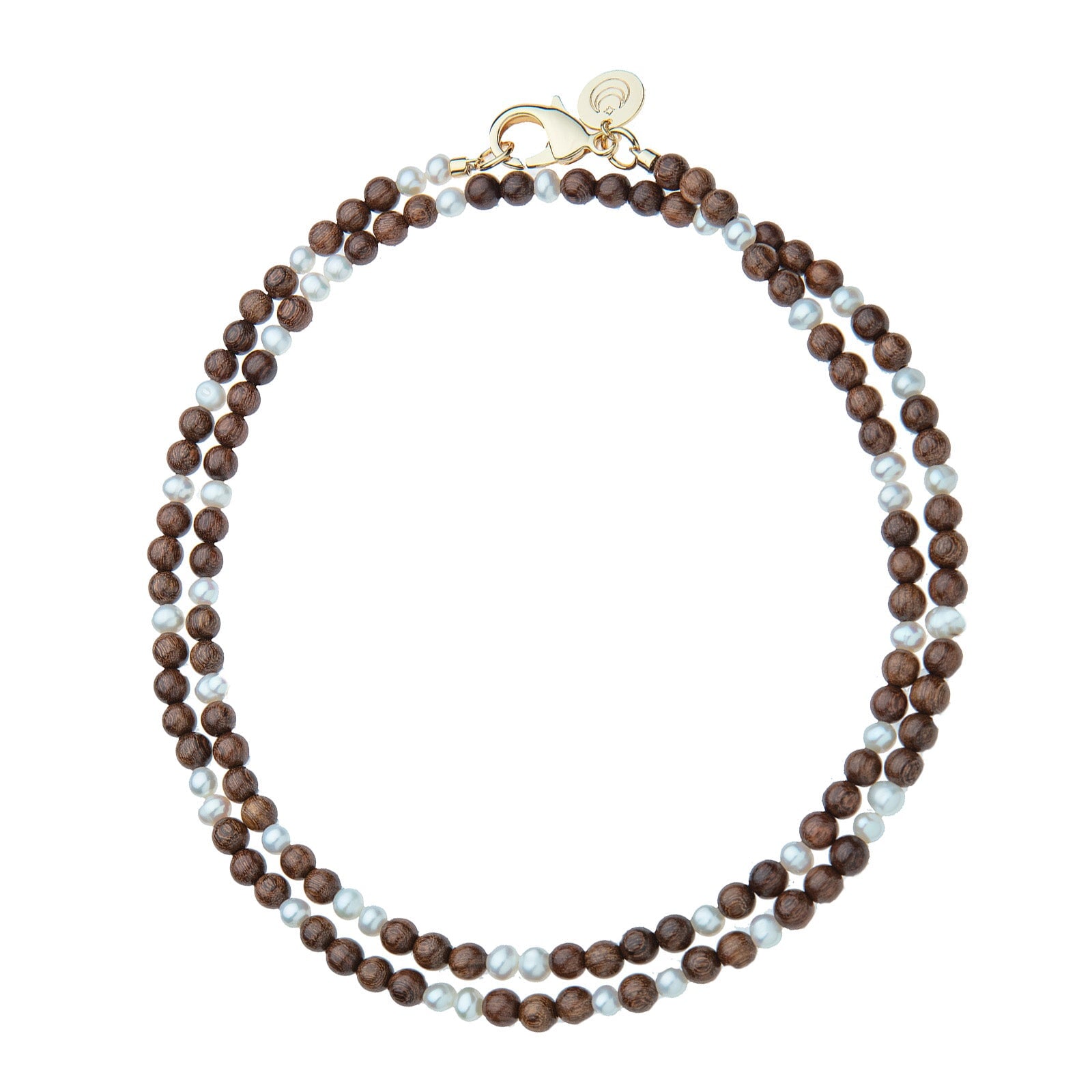 Double Wrap Necklace Wood and Pearl Necklaces Jane Win 