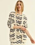 Hadwen Cardigan Beach Wave Stripe Natural Sweater - Cardigans Cartolina 