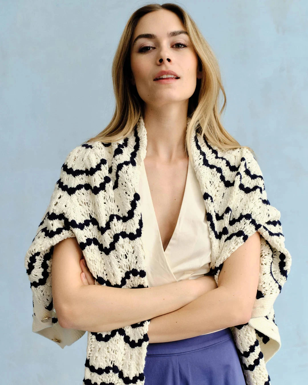 Hadwen Cardigan Beach Wave Stripe Natural Sweater - Cardigans Cartolina 