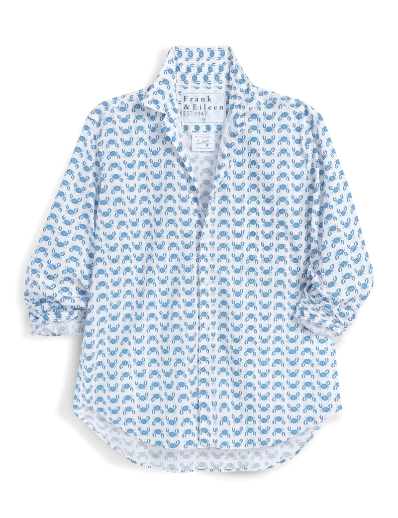 Eileen Relaxed Button Up Shirt Blue Crab Tops - Button Down Frank & Eileen 