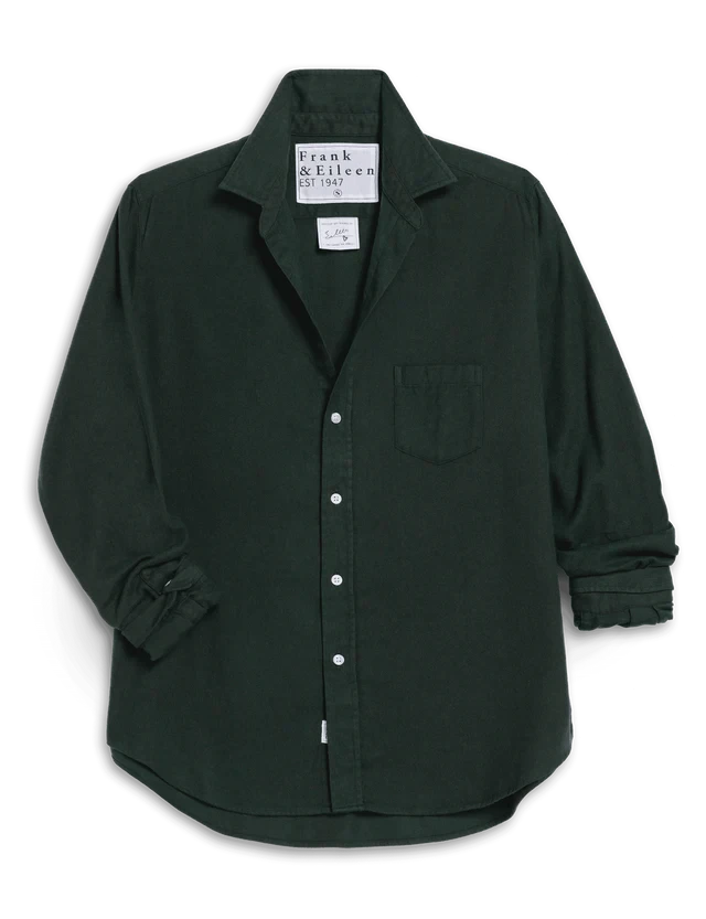 Eileen Relaxed Button-Up Shirt Green Cashmere Touch Tops - Button Down Frank & Eileen 