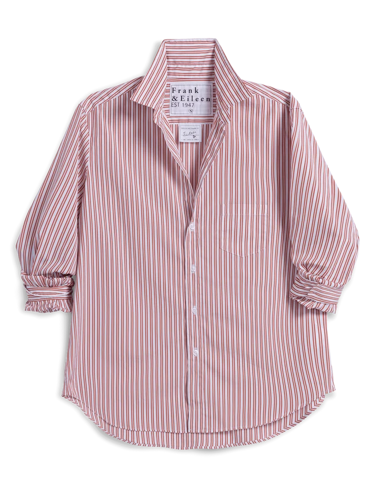 Silvio Untuckable Button Down Pumpkin Multi Stripe Tops - Button Down Frank & Eileen 