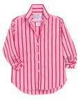 Silvio Untuckable Button Up Shirt Pink Red Stripe Tops - Button Down Frank & Eileen 