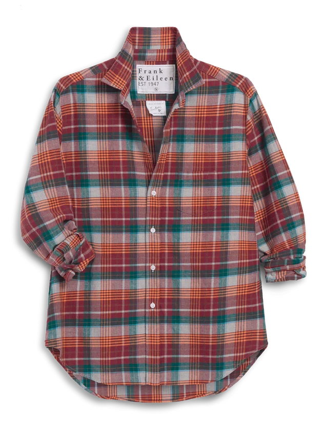 Eileen Relaxed Button Up Shirt Wine/Green Plaid Tops - Button Down Frank & Eileen 