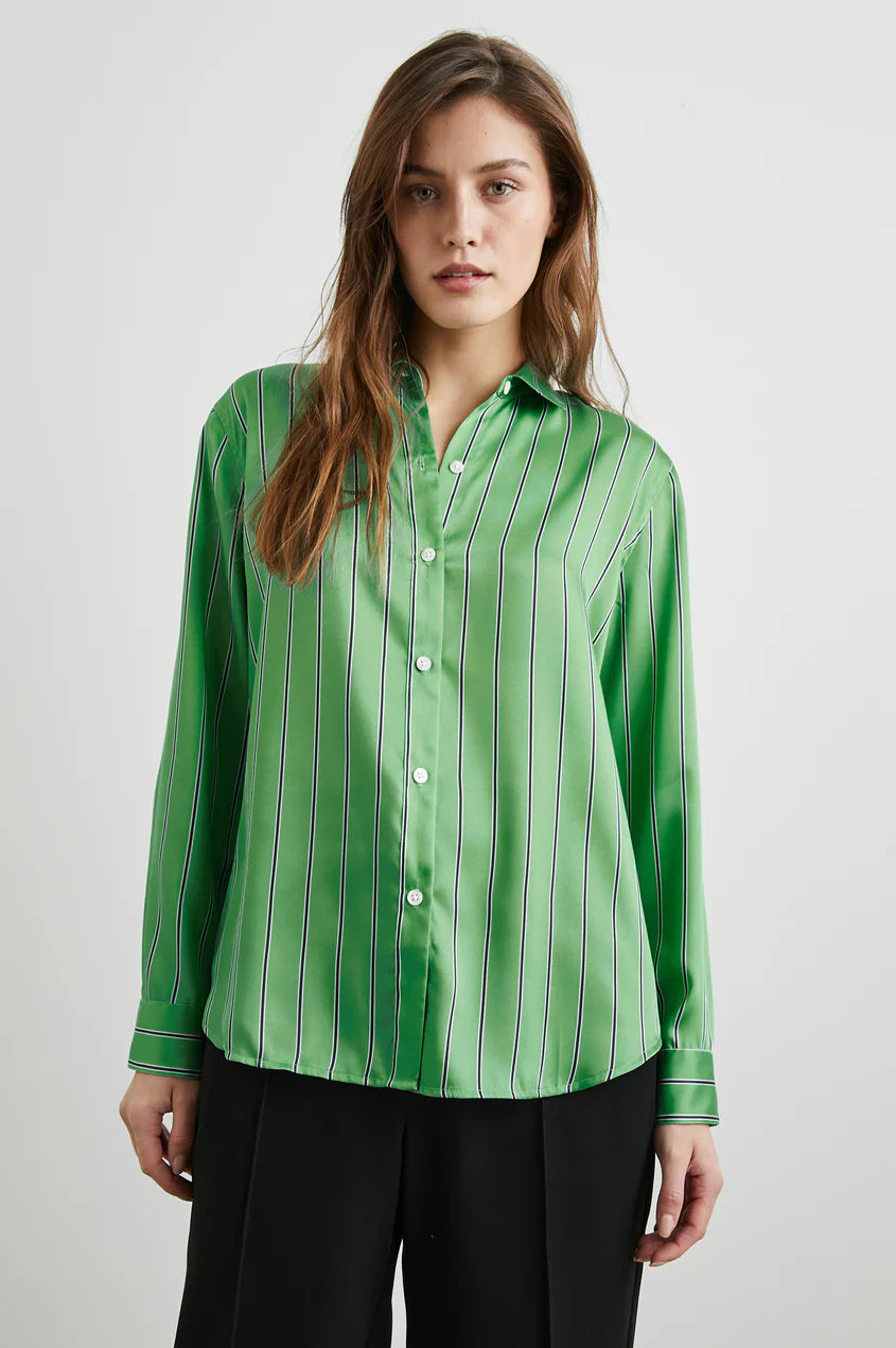 Elias Shirt Basil Stripe Tops - Button Down Rails 