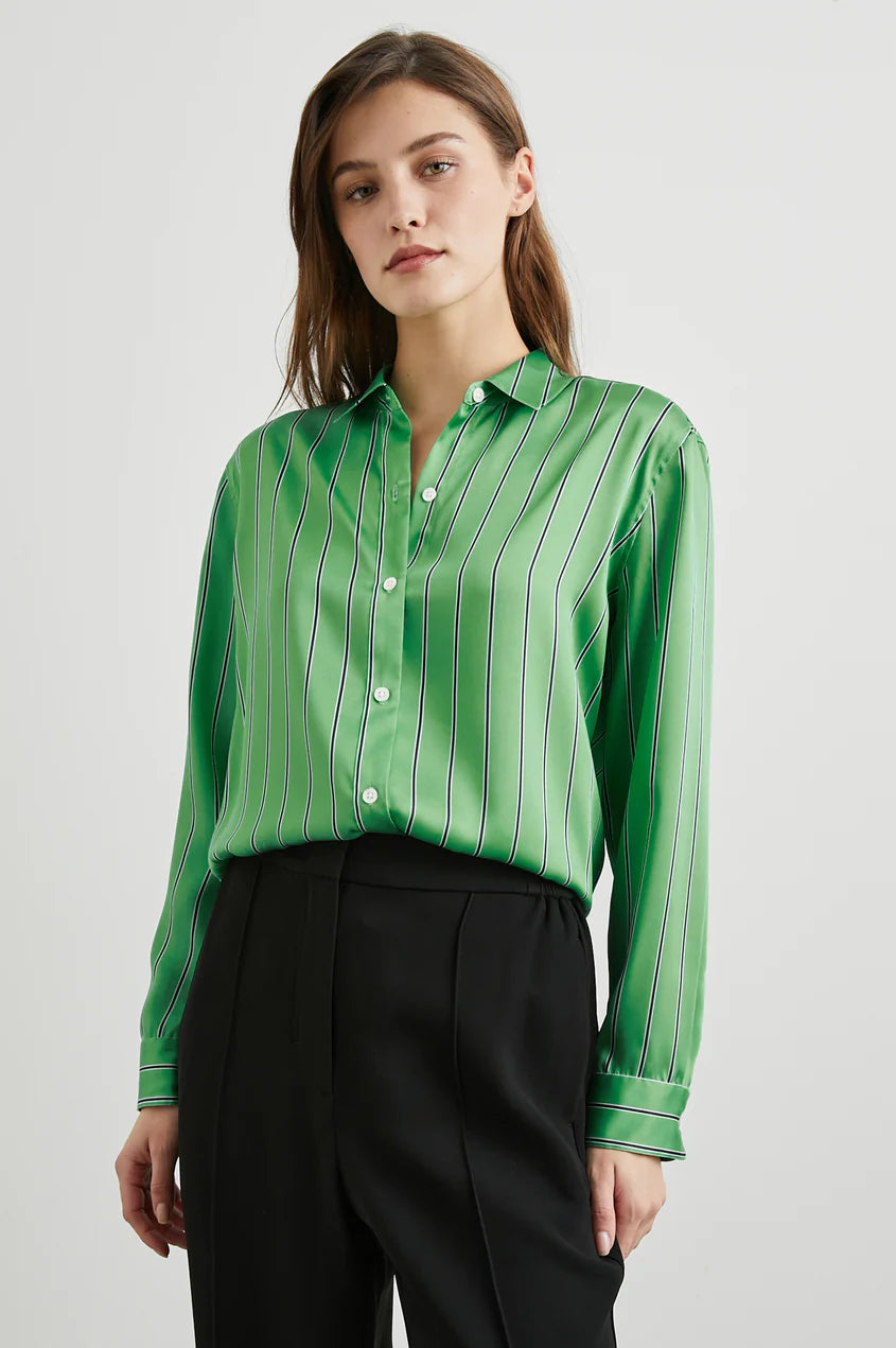 Elias Shirt Basil Stripe Tops - Button Down Rails 