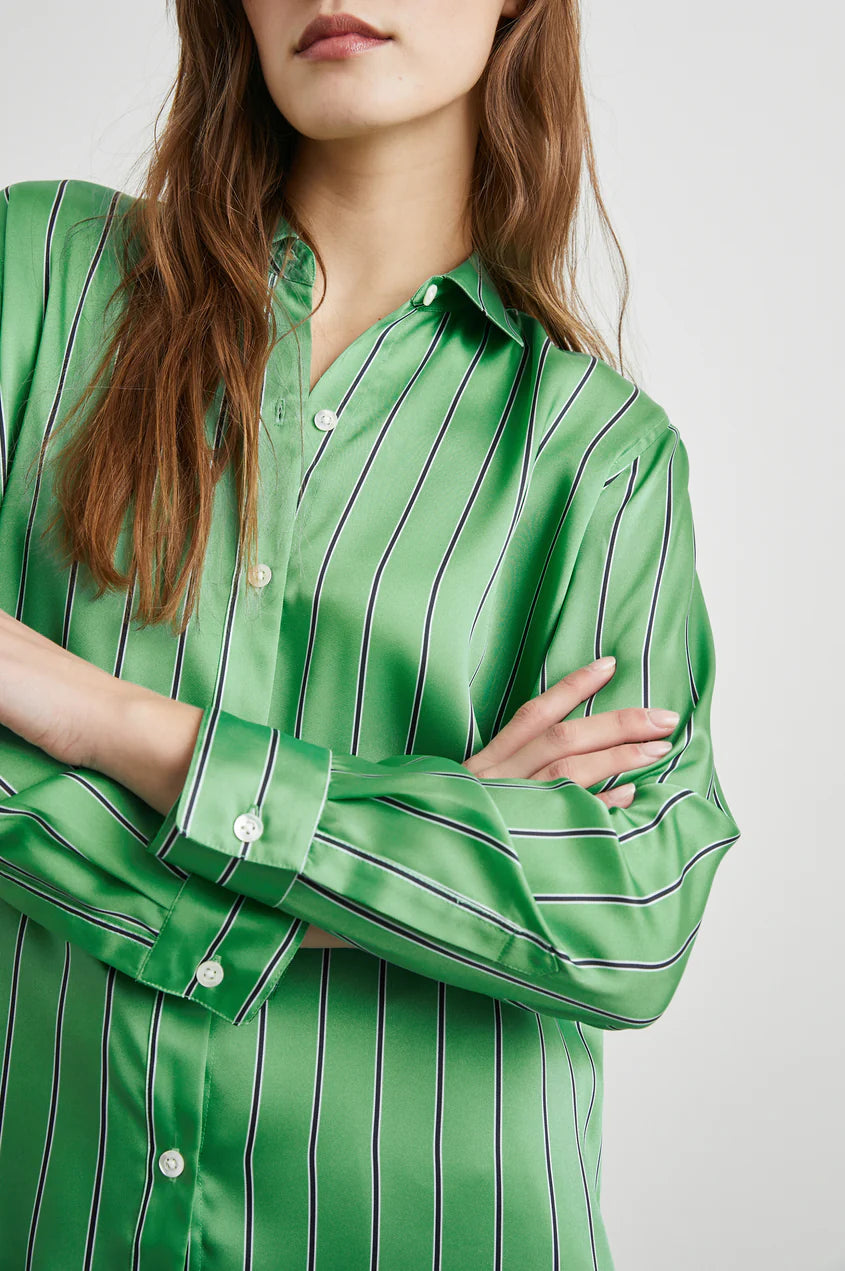 Elias Shirt Basil Stripe Tops - Button Down Rails 