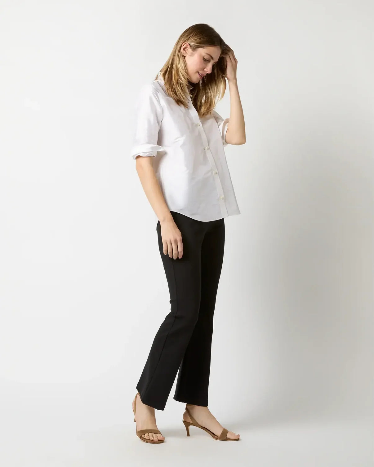 Elsie Shirt Ivory Silk Shantung Top - Blouses Ann Mashburn 