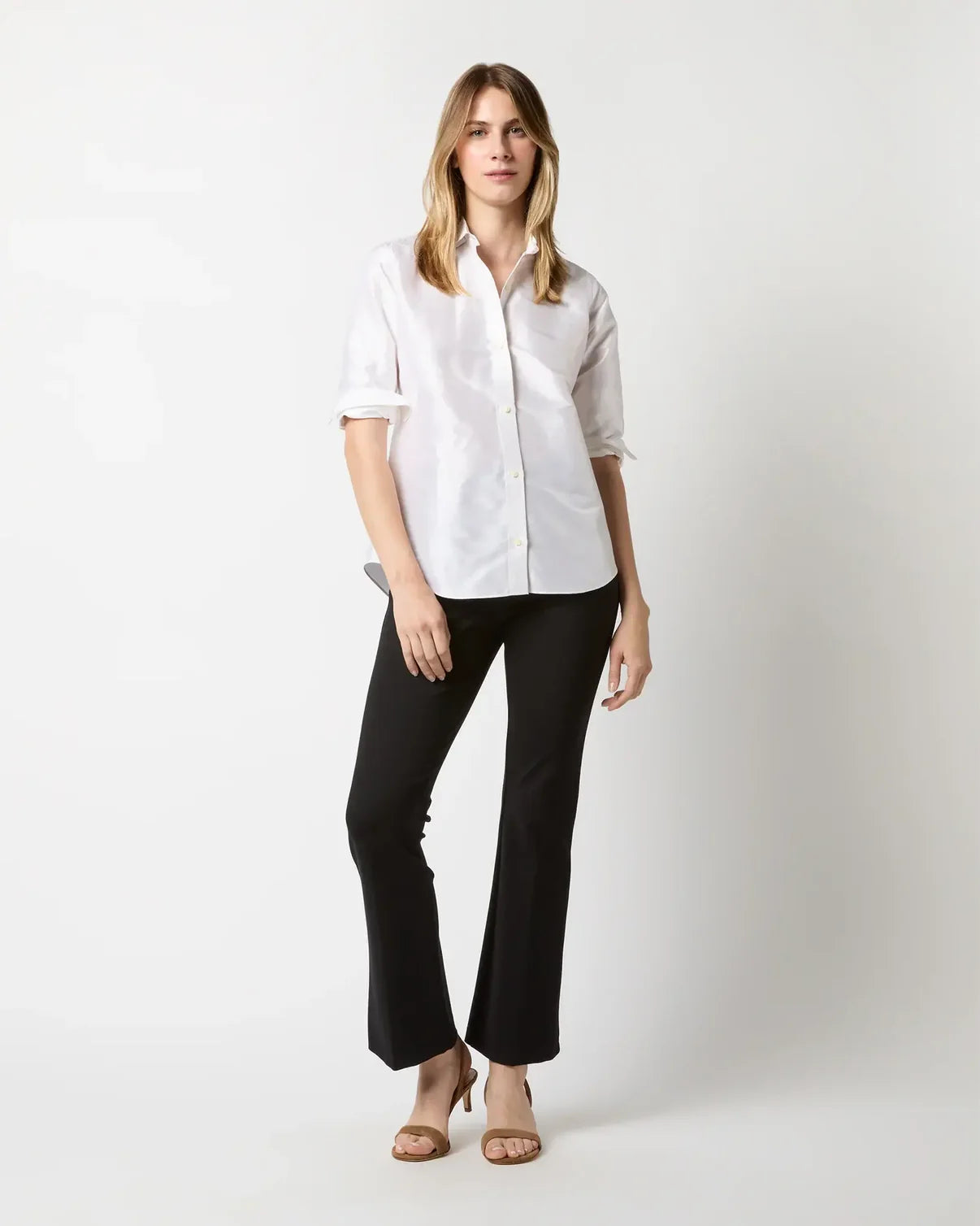 Elsie Shirt Ivory Silk Shantung Top - Blouses Ann Mashburn 