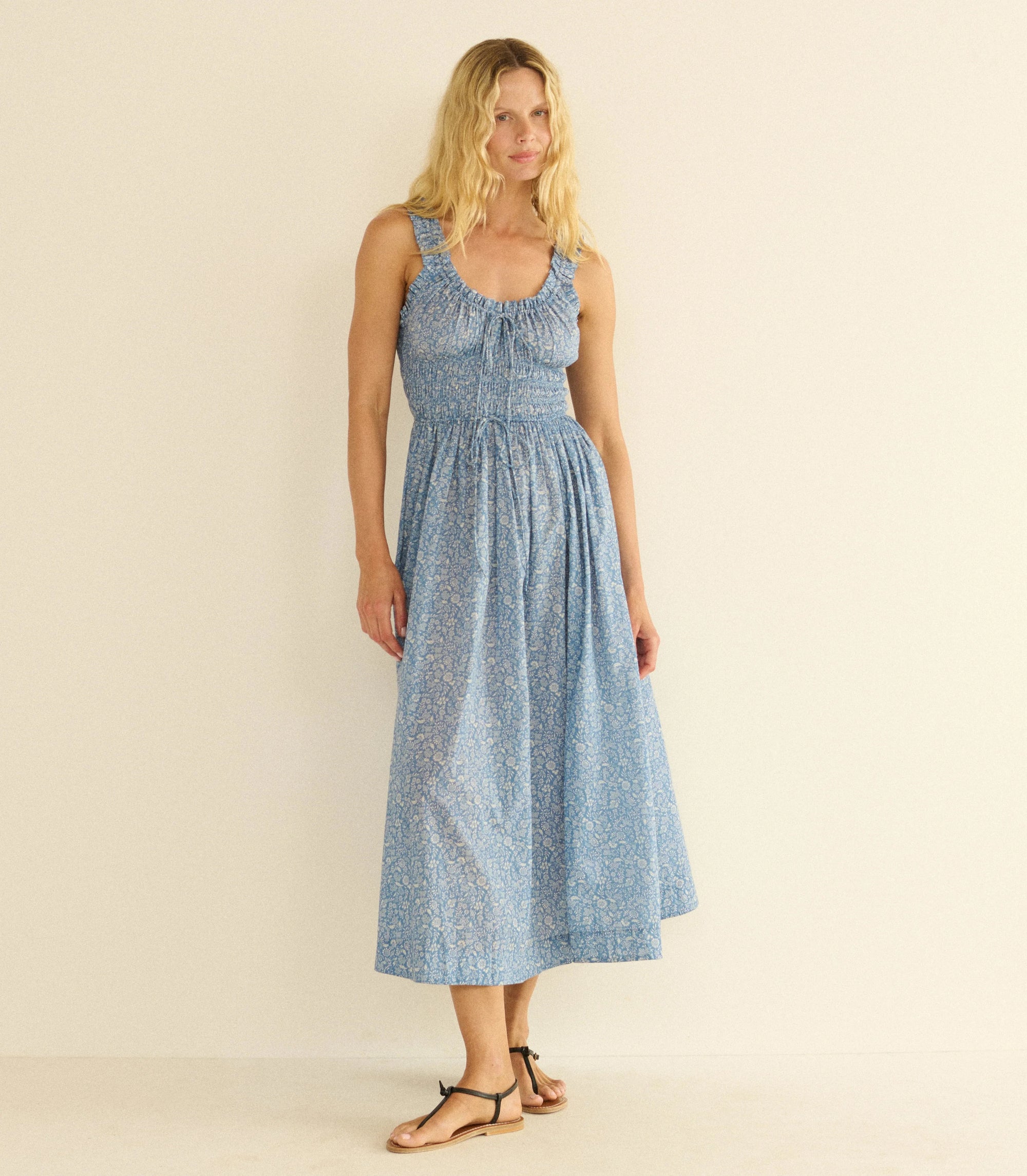 Emmaretta Dress Blue Garden Bloom Dresses - Midi Doen 