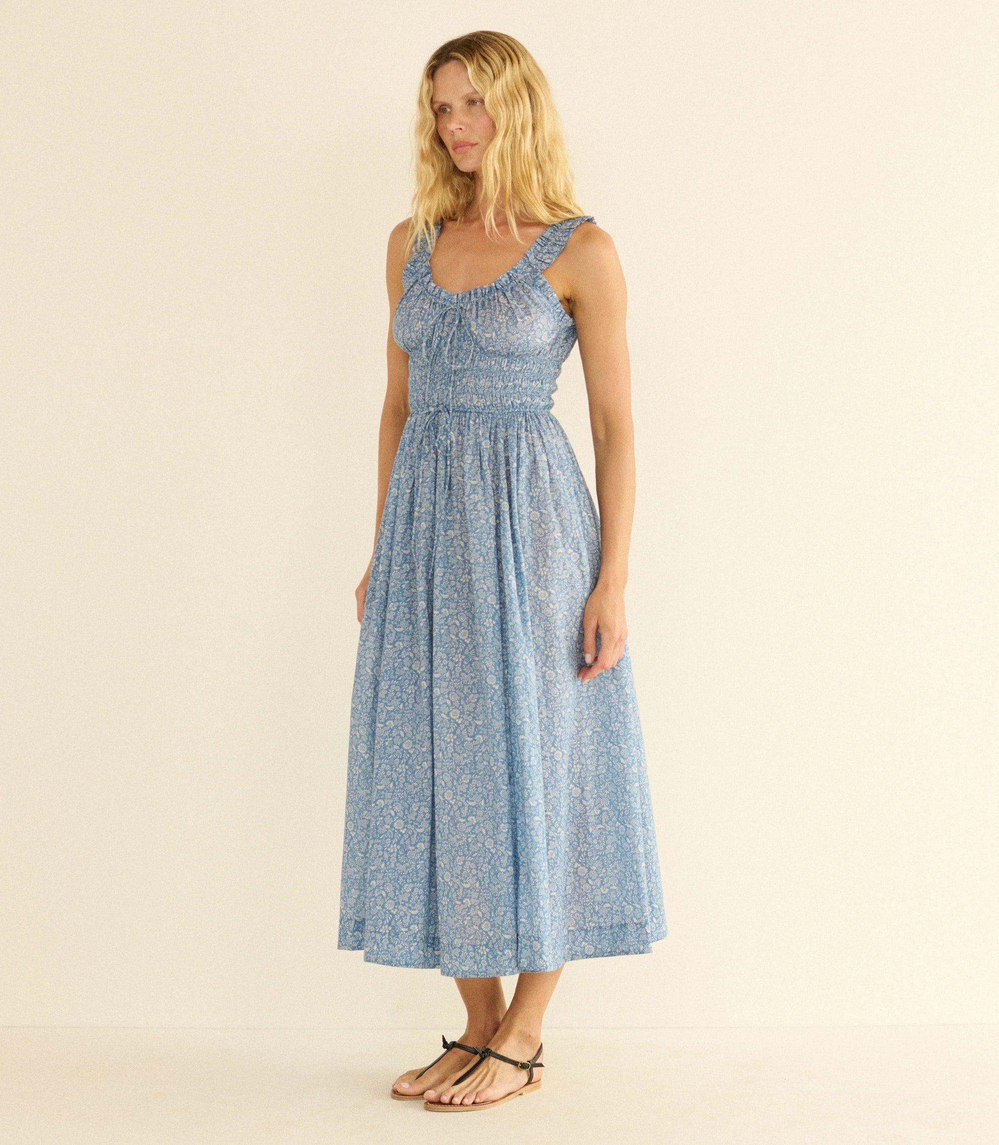 Emmaretta Dress Blue Garden Bloom Dresses - Midi Doen 