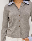 Eryn Cardigan Heather Grey Poplin Mix Sweater - Cardigans Rails 