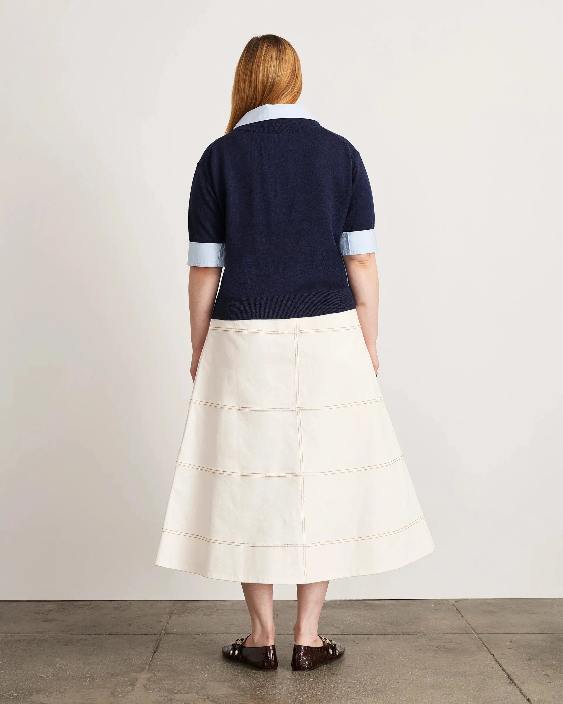 Esme Sweater Top Maritime Blue/Oxford Sweater - V-Neck Tanya Taylor 