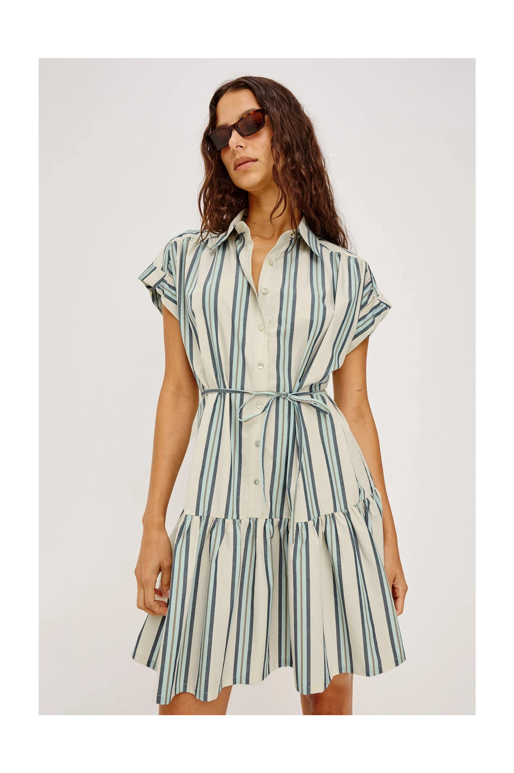 Evaline Dress Marsala Stripe