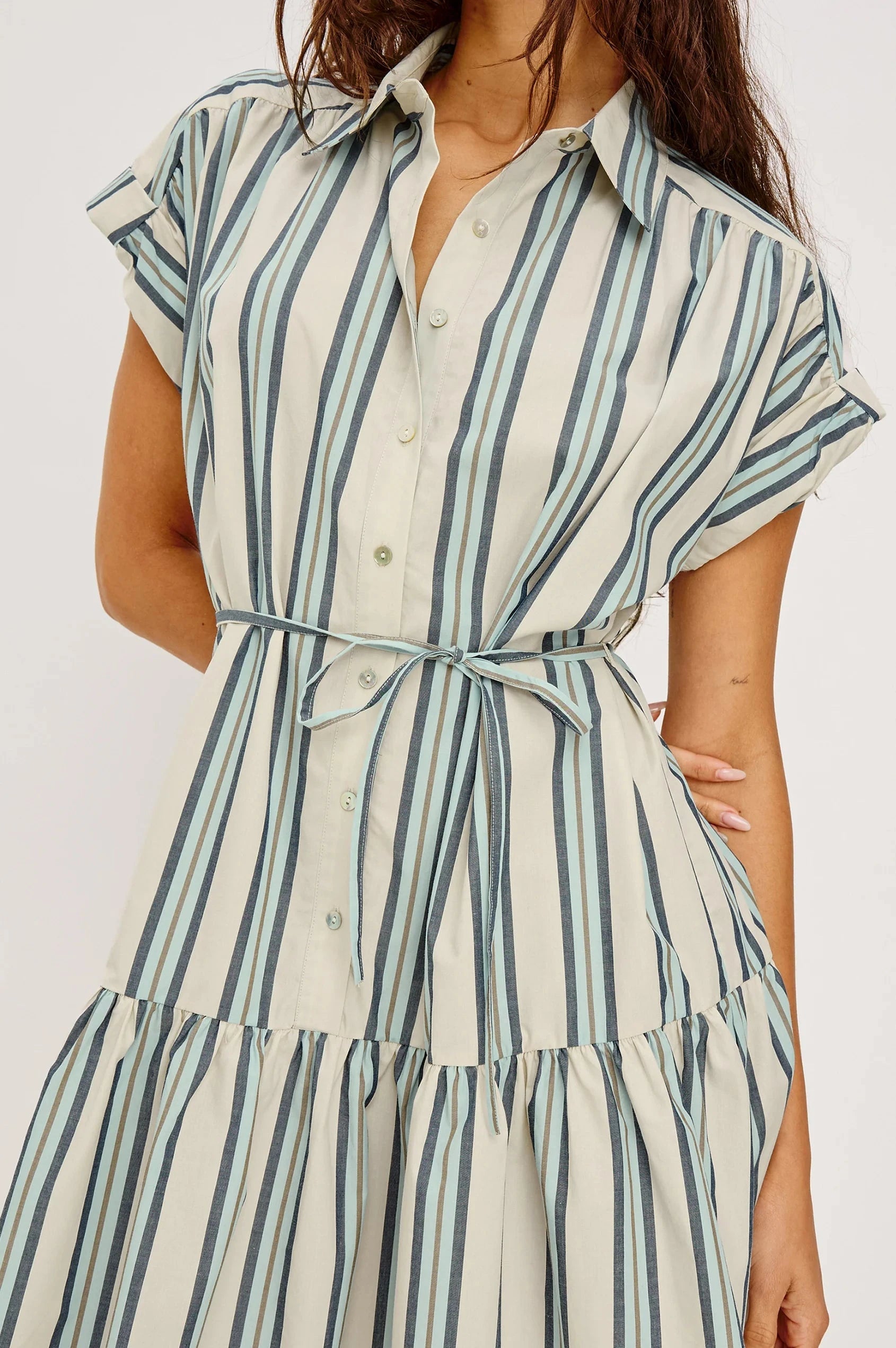 Evaline Dress Marsala Stripe