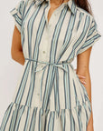 Evaline Dress Marsala Stripe