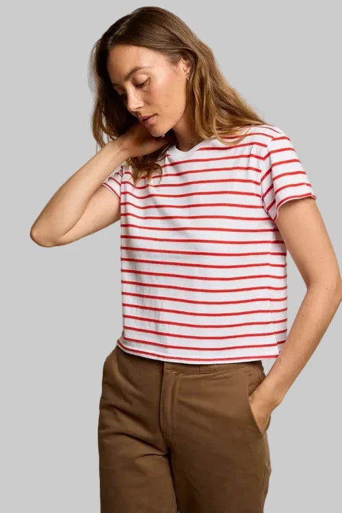 Everett Jersey Stripe Tee Tomato Tops - Tees perfectwhitetee 