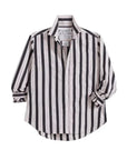 Waverly NYC Button Down Wide Black with Tan Stripe Tops - Button Down Frank & Eileen 
