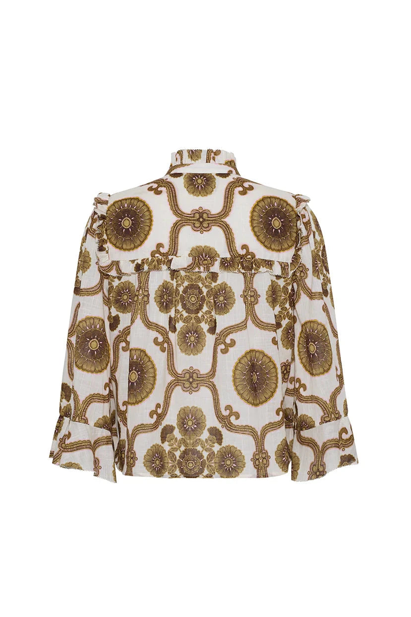 Elowen Top Olive Floral Tops - Blouses Cara Cara 