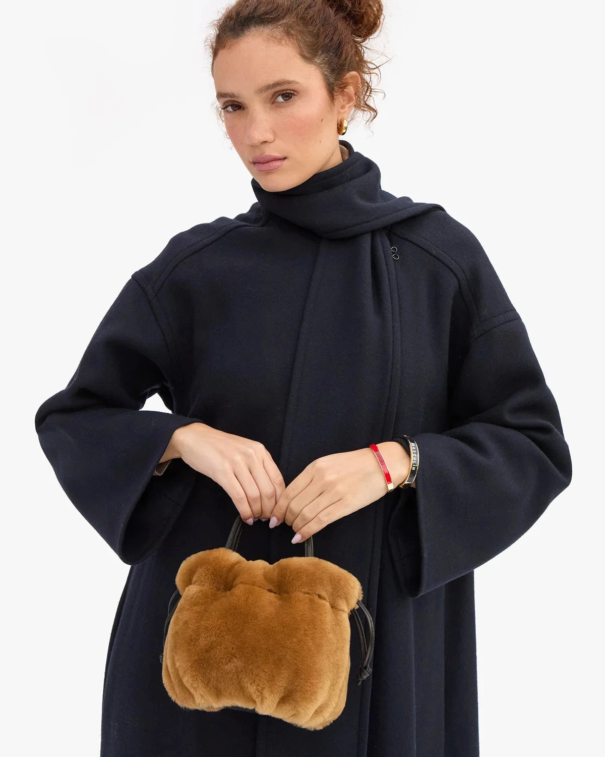 Emma Top Handle Shearling Teddy Clutch Clare V. 