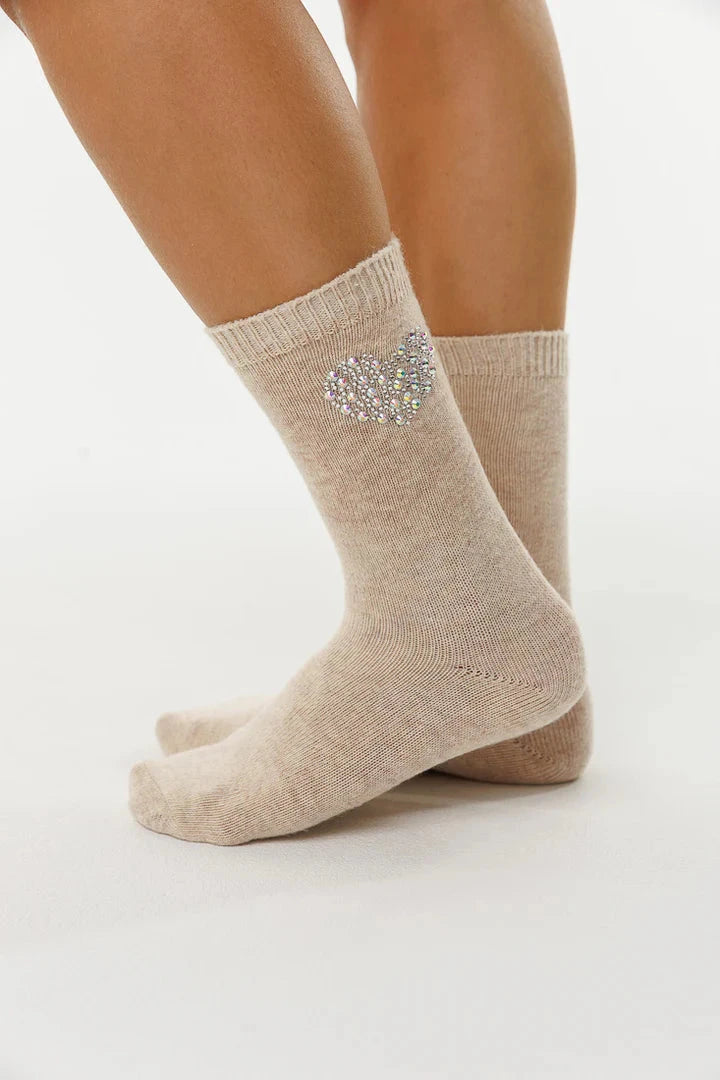 Heart Crystal Cashmere Socks Socks LimLim 