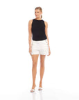 Side Shirred Tank Black Tops - Tanks Fifteen Twenty 