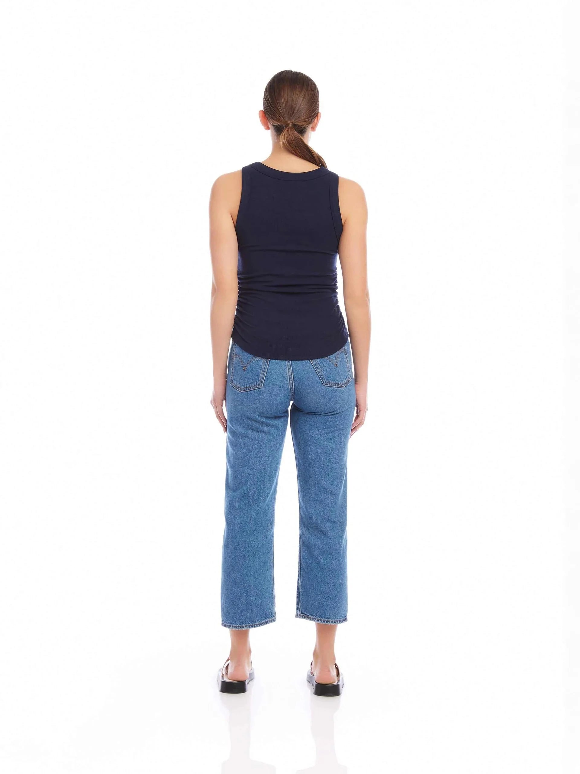 Side Shirred Tank Navy Tops - Tanks Fifteen Twenty 