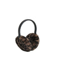 Pair of leopard print earmuffs on a white background