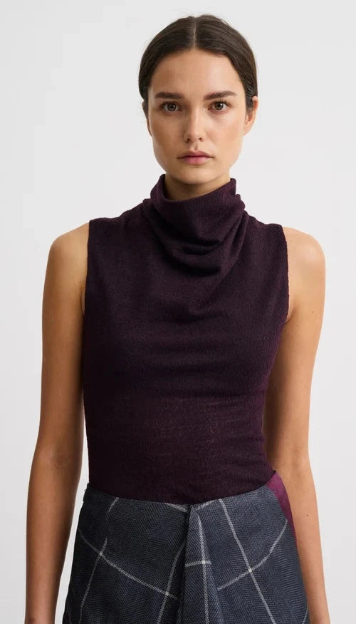 Cowl Neck Knit Shell Currant Tops - Blouses Smythe 