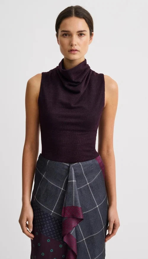 Cowl Neck Knit Shell Currant Tops - Blouses Smythe 